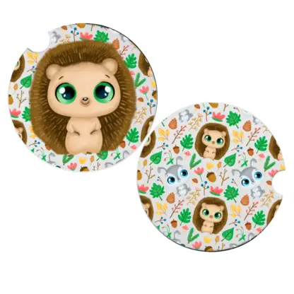 Product image of happy hedgehog fabric car coasters