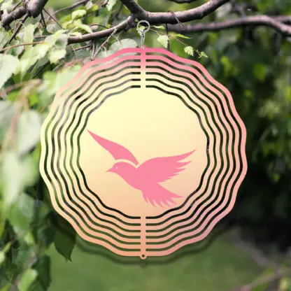 A product image of a 3D spinner featuring an optical illusion of a flying peace dove